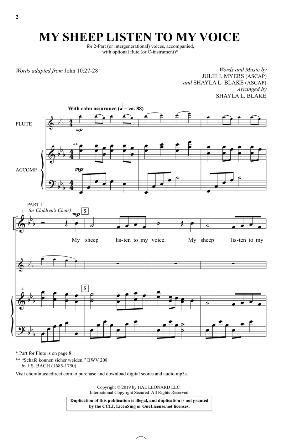My Sheep Listen To My Voice (arr. Shayla L. Blake)