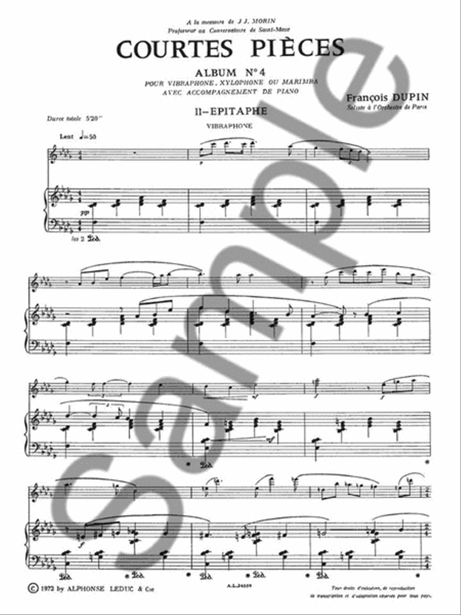 Courtes Pieces Vol.4 (percussion(s) & Piano) Piano Accompaniment scores gallery preview page 2