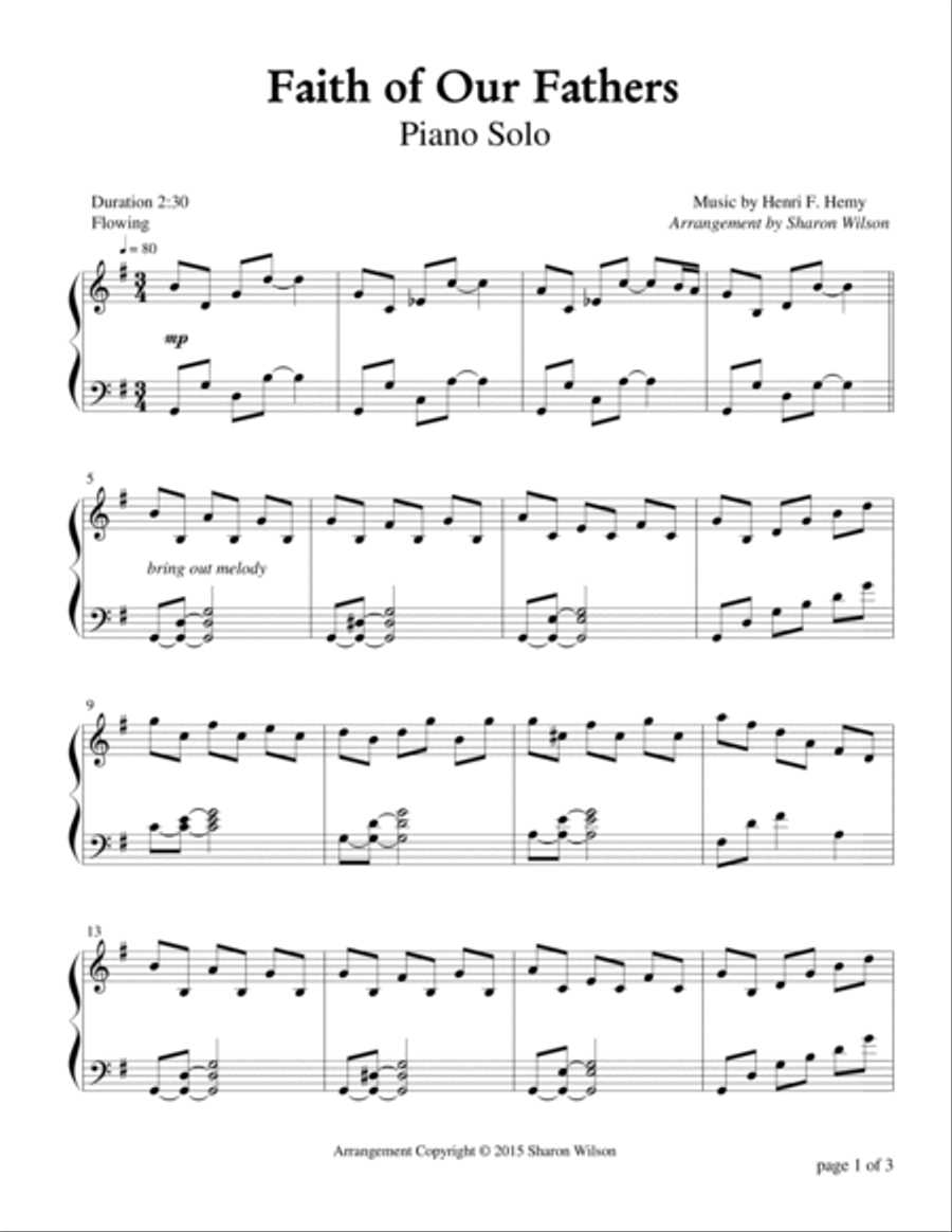 Faith of Our Fathers Piano Solo scores gallery preview page 2
