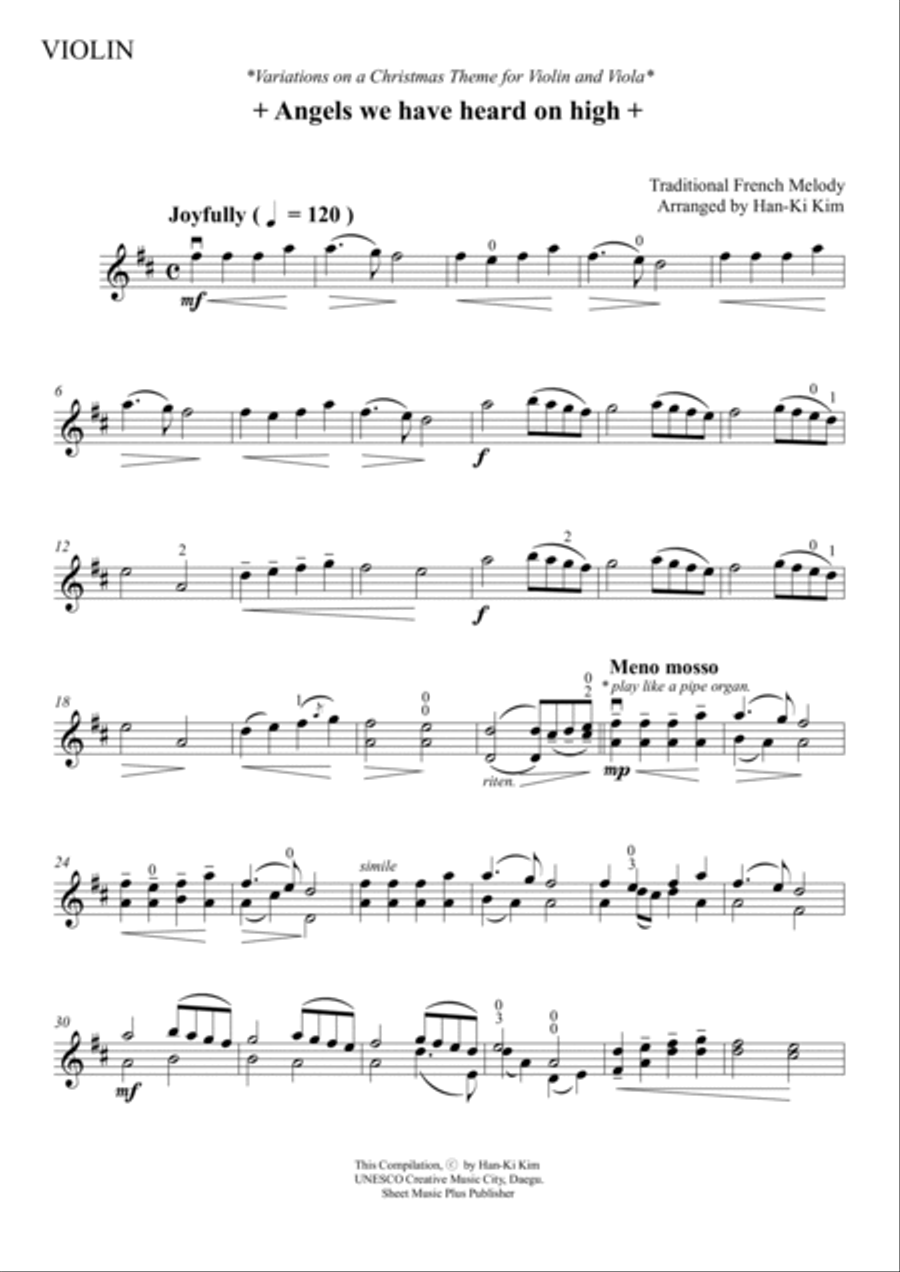 Angels we have heard on high (For Violin and Viola) String Duet scores gallery preview page 4