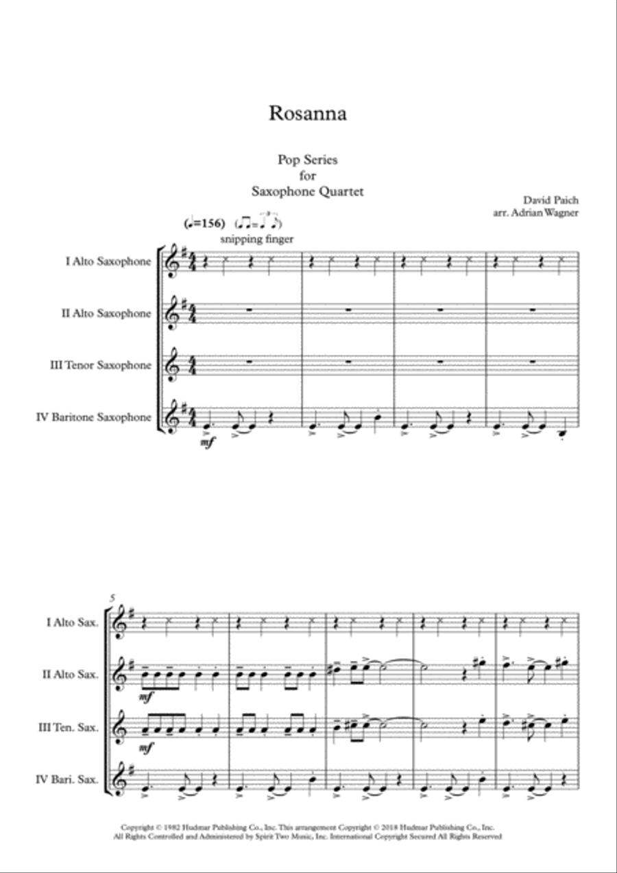Rosanna Saxophone Quartet scores gallery preview page 3
