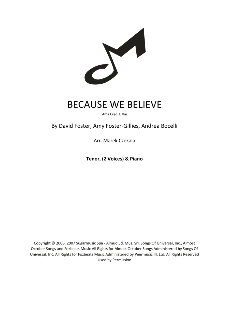 Because We Believe Because We Believe Voice scores gallery preview page 1