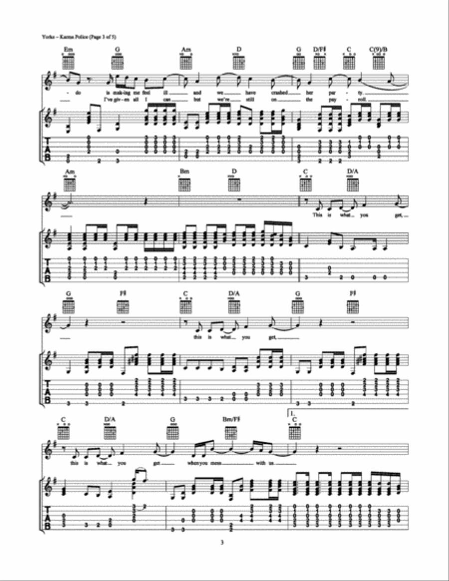 Karma Police Electric Guitar scores gallery preview page 3