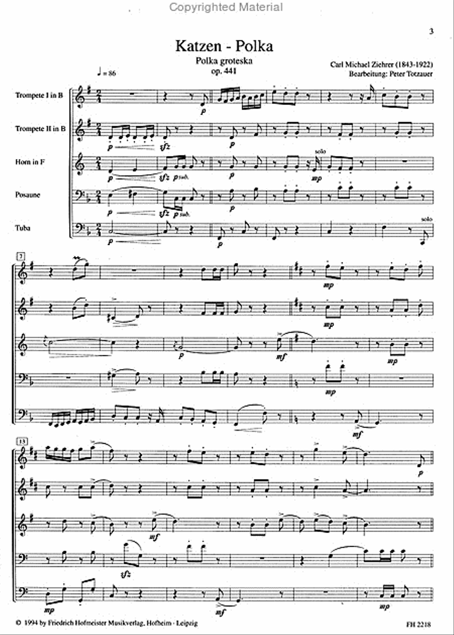 Katzen-Polka, op. 441 Horn scores gallery preview page 2