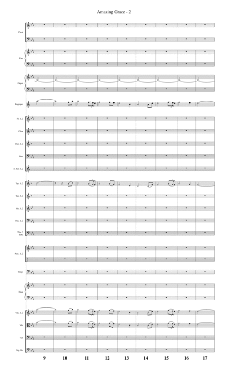 Amazing Grace (with opt.Bagpipes) - orchestration Full Orchestra scores gallery preview page 3