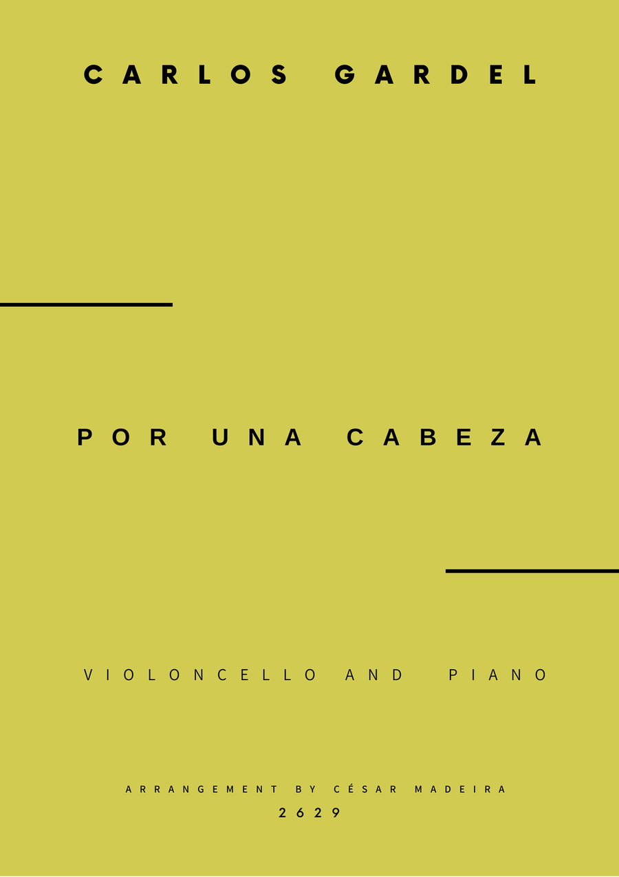 Por Una Cabeza - Cello and Piano - W/Chords (Full Score and Parts) Piano scores gallery preview page 1
