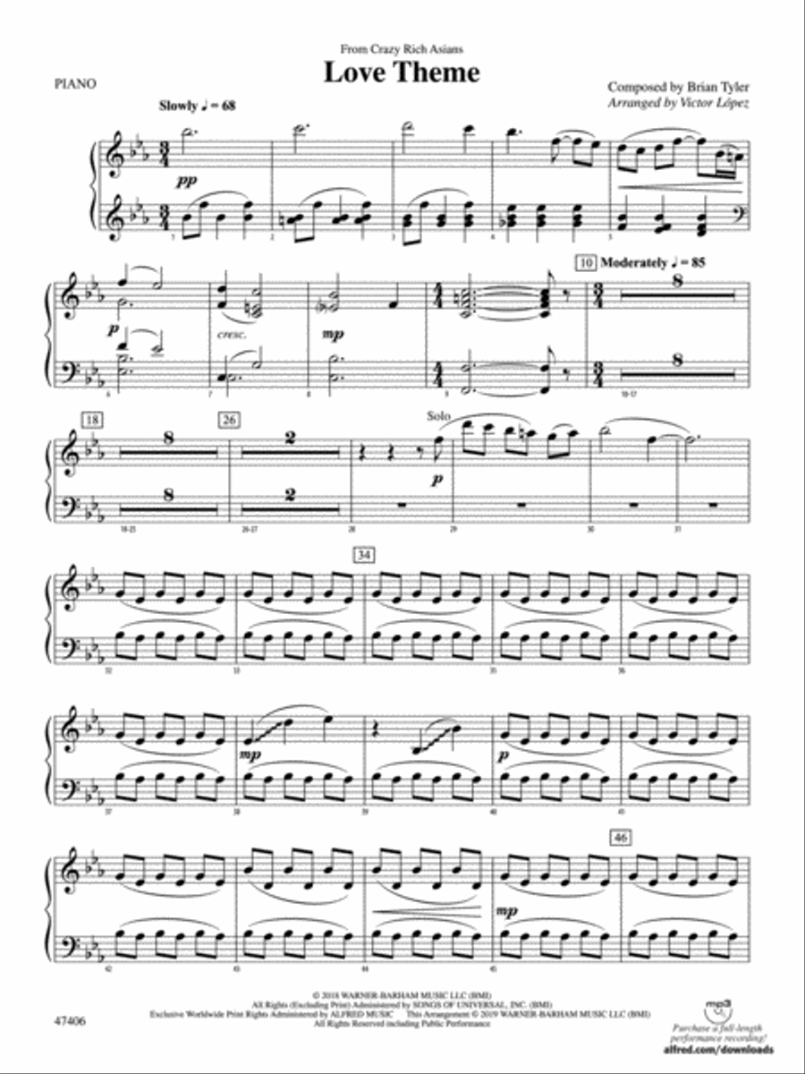 Love Theme: Piano Accompaniment Concert Band scores gallery preview page 1