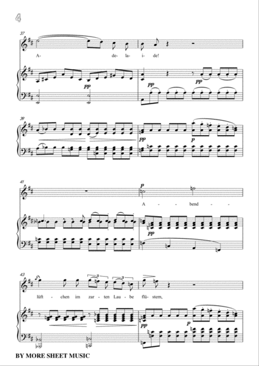 Beethoven-Adelaide in D Major,for voice and piano Voice Solo scores gallery preview page 6