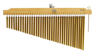 72 Gold Chimes with Natural Finish Wood Bar