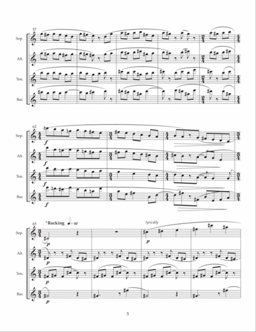 Song for Margot (Saxophone Quartet) Saxophone Quartet scores gallery preview page 5