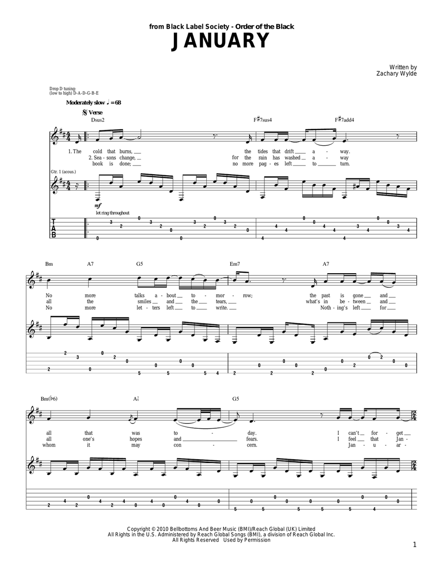 January Acoustic Guitar scores gallery preview page 1