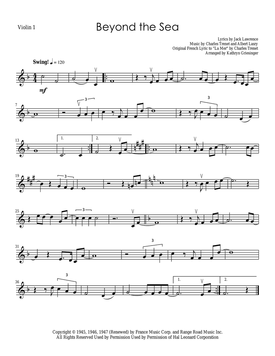 Beyond The Sea String Quartet scores gallery preview page 1