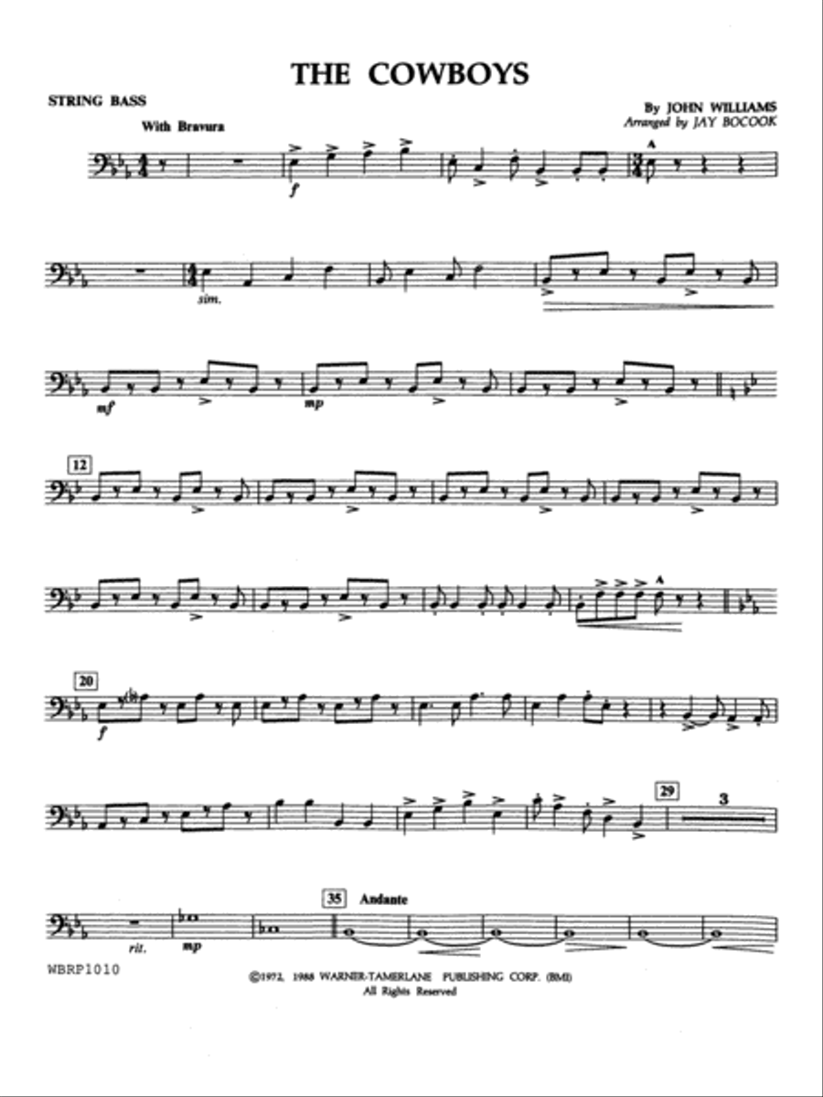 The Cowboys: String Bass Concert Band scores gallery preview page 1