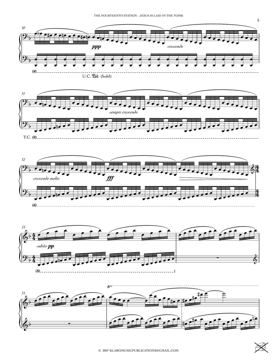 THE FOURTEENTH STATION OF THE CROSS - JESUS IS LAID IN THE TOMB Piano Solo scores gallery preview page 5