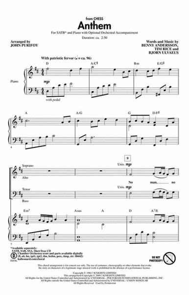 Anthem by Josh Groban 4-Part - Sheet Music