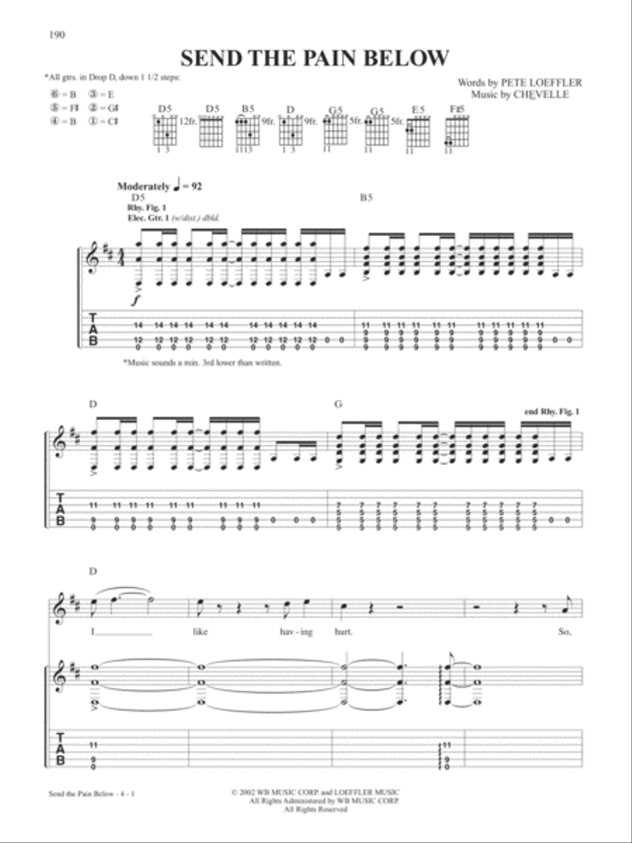 Send The Pain Below Guitar Tablature scores gallery preview page 1