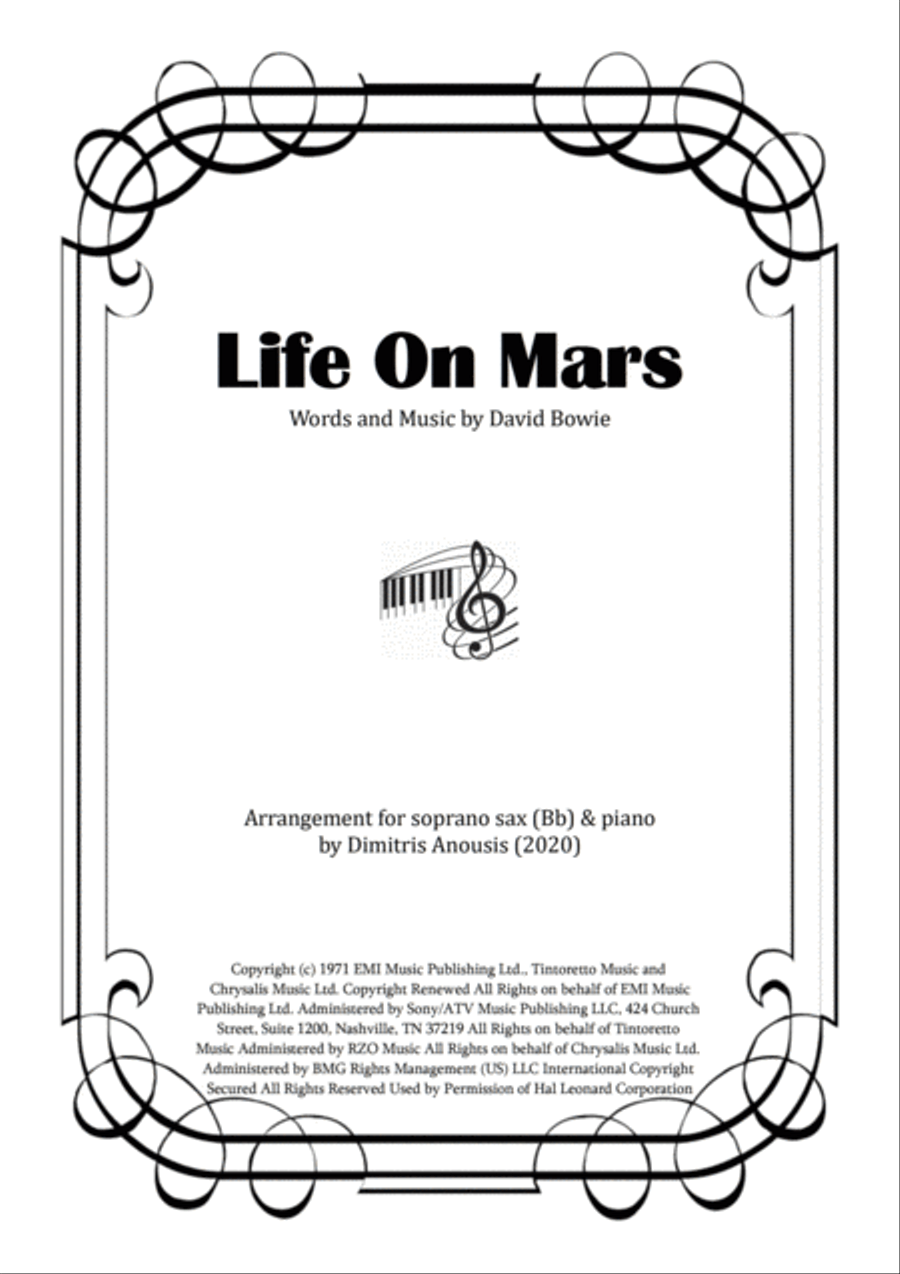 Life On Mars Soprano Saxophone scores gallery preview page 1