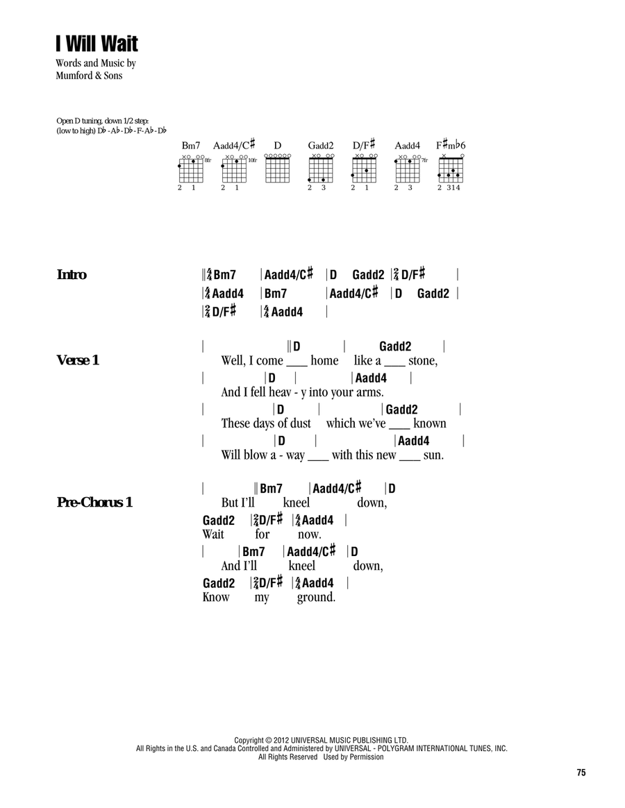 I Will Wait Acoustic Guitar scores gallery preview page 1