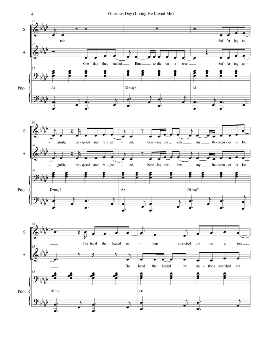 Glorious Day (Living He Loved Me) Alto Voice scores gallery preview page 4