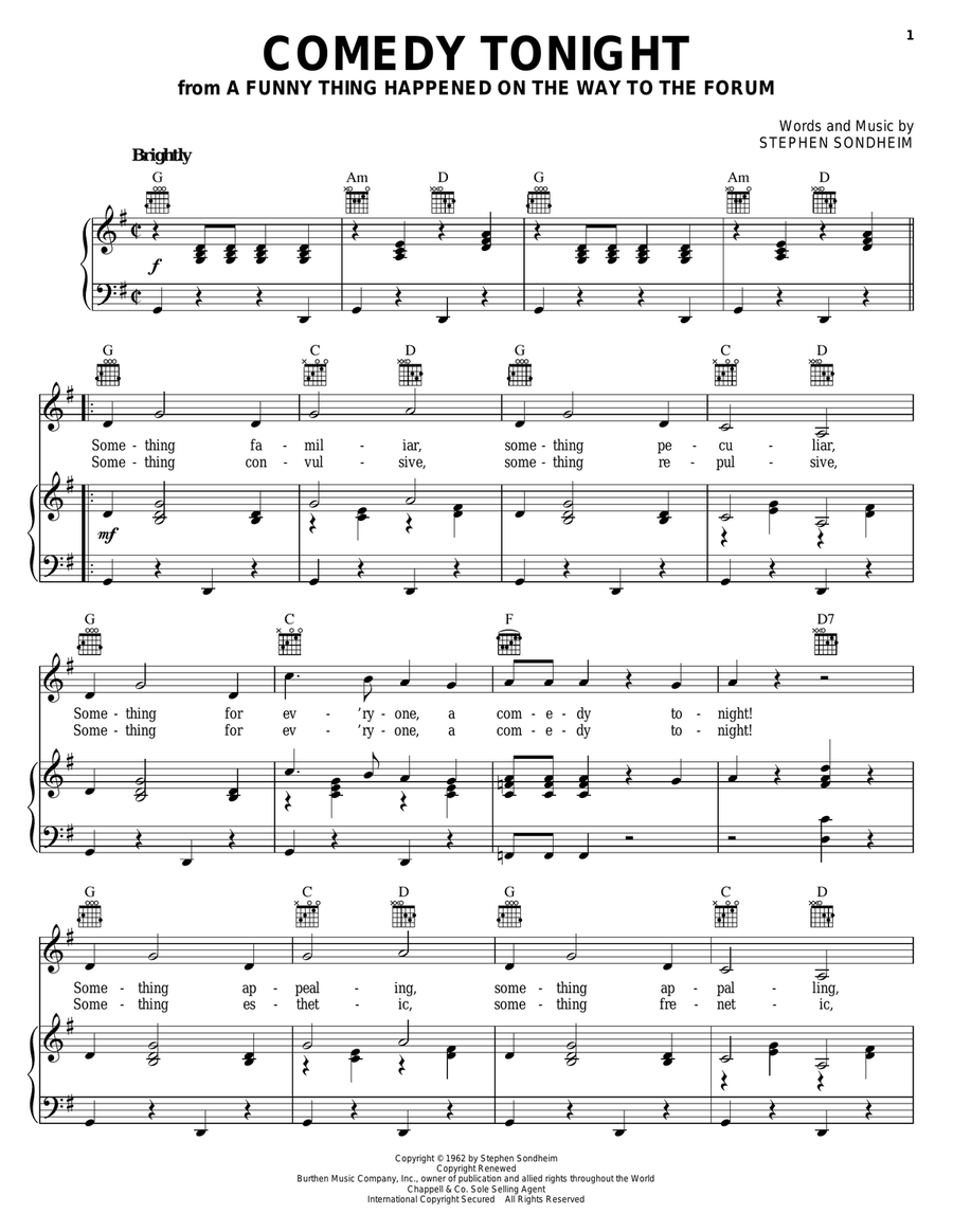 Comedy Tonight Comedy Tonight Guitar scores gallery preview page 1