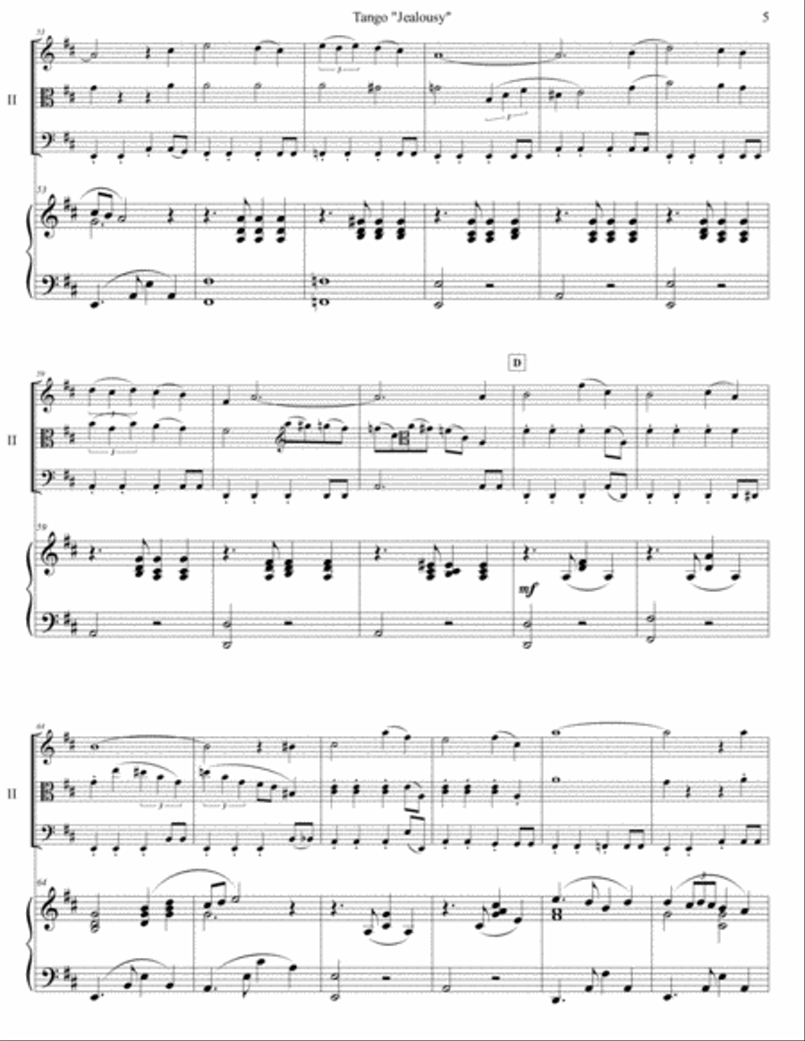 Jacob Gade - "Jealousy" for piano quartet (score and parts)