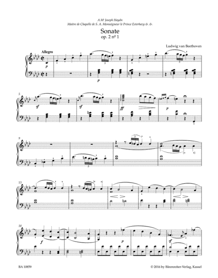 Three Sonatas for Piano F minor, A major, C major op. 2