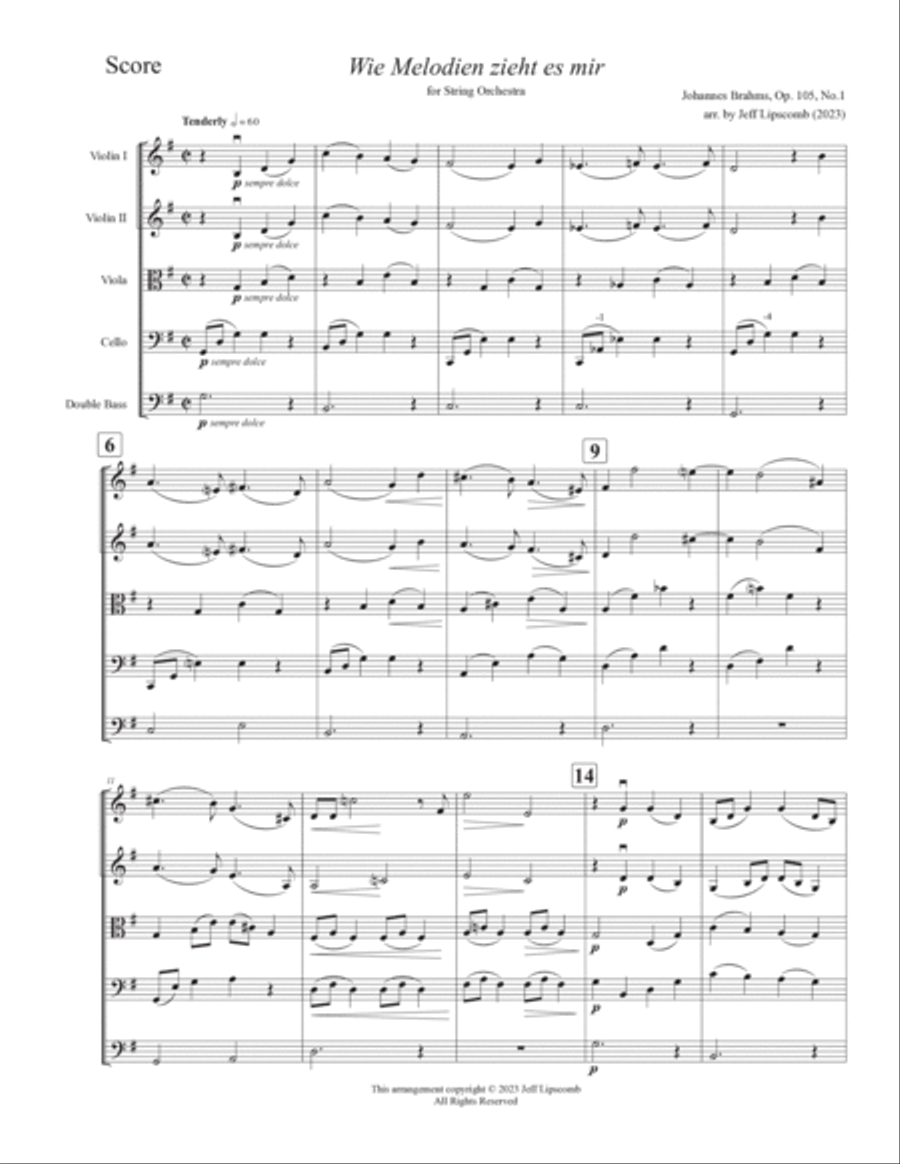 Wie Melodien sieht es mir String Orchestra scores gallery preview page 3