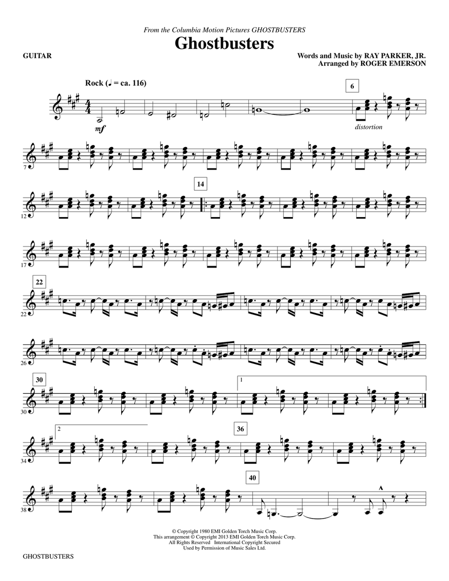 Ghostbusters - Guitar Choir scores gallery preview page 1