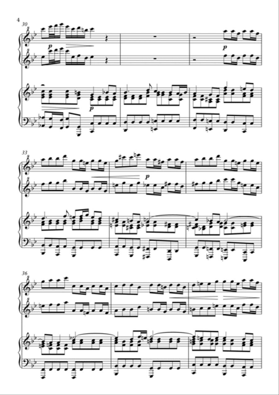 Sheep May Safely Graze (BWV 208) by JS Bach - arranged for Piano Duet 1 Piano, 4-Hands scores gallery preview page 4
