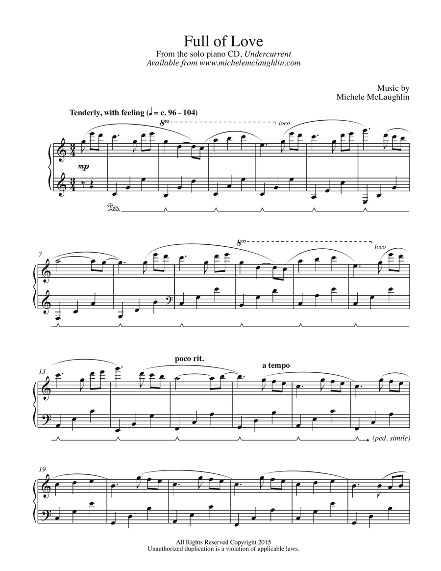 Full of Love Piano Solo scores gallery preview page 1