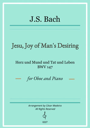 Book cover for Jesu, Joy of Man's Desiring - Oboe and Piano (Full Score)