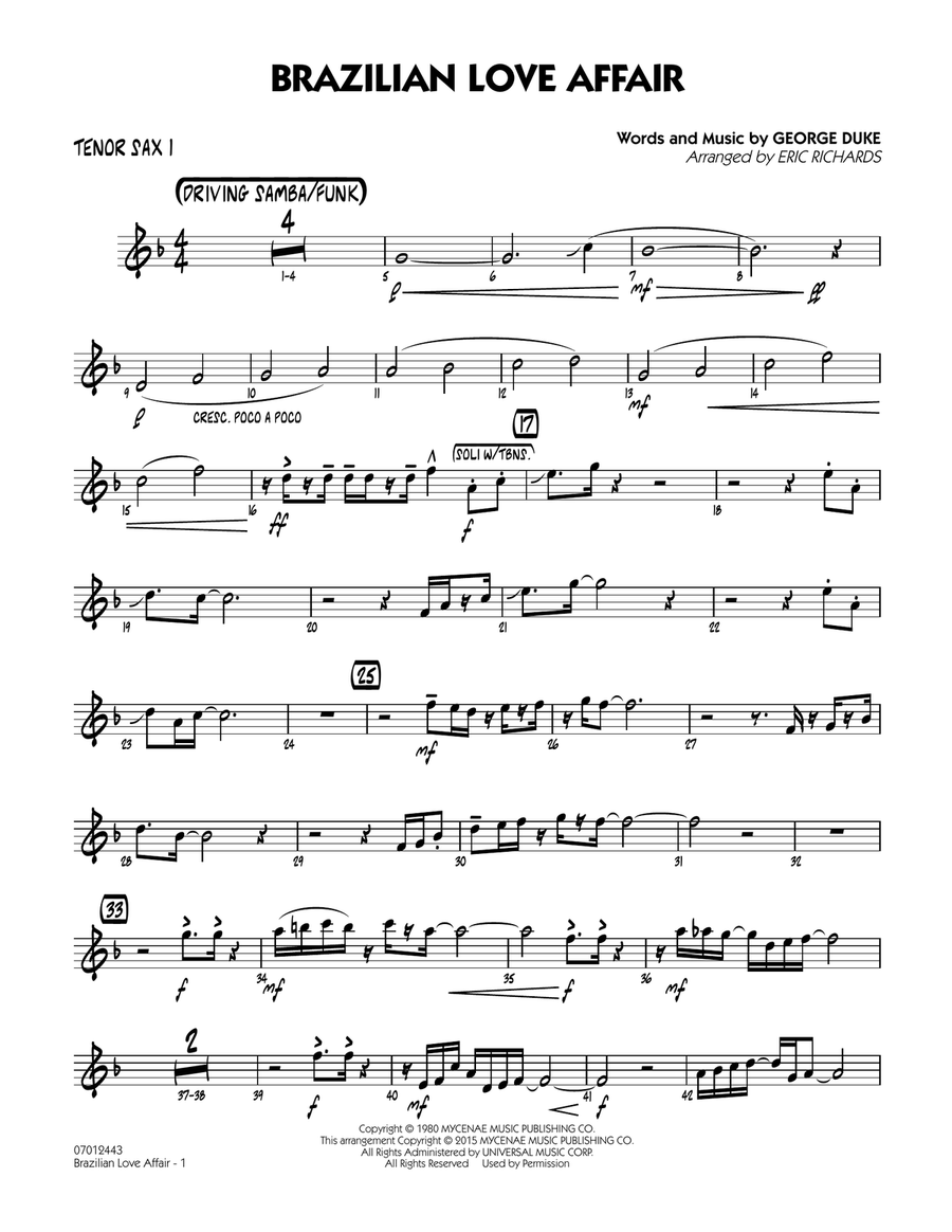 Brazilian Love Affair - Tenor Sax 1