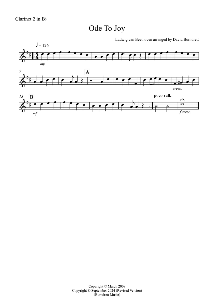 Ode to Joy for Clarinet Quartet Clarinet Quartet scores gallery preview page 4