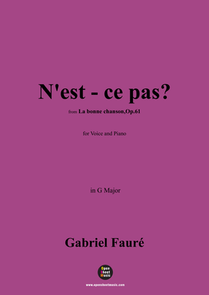 Book cover for G. Fauré-N'est-ce pas?,in G Major,Op.61 No.8