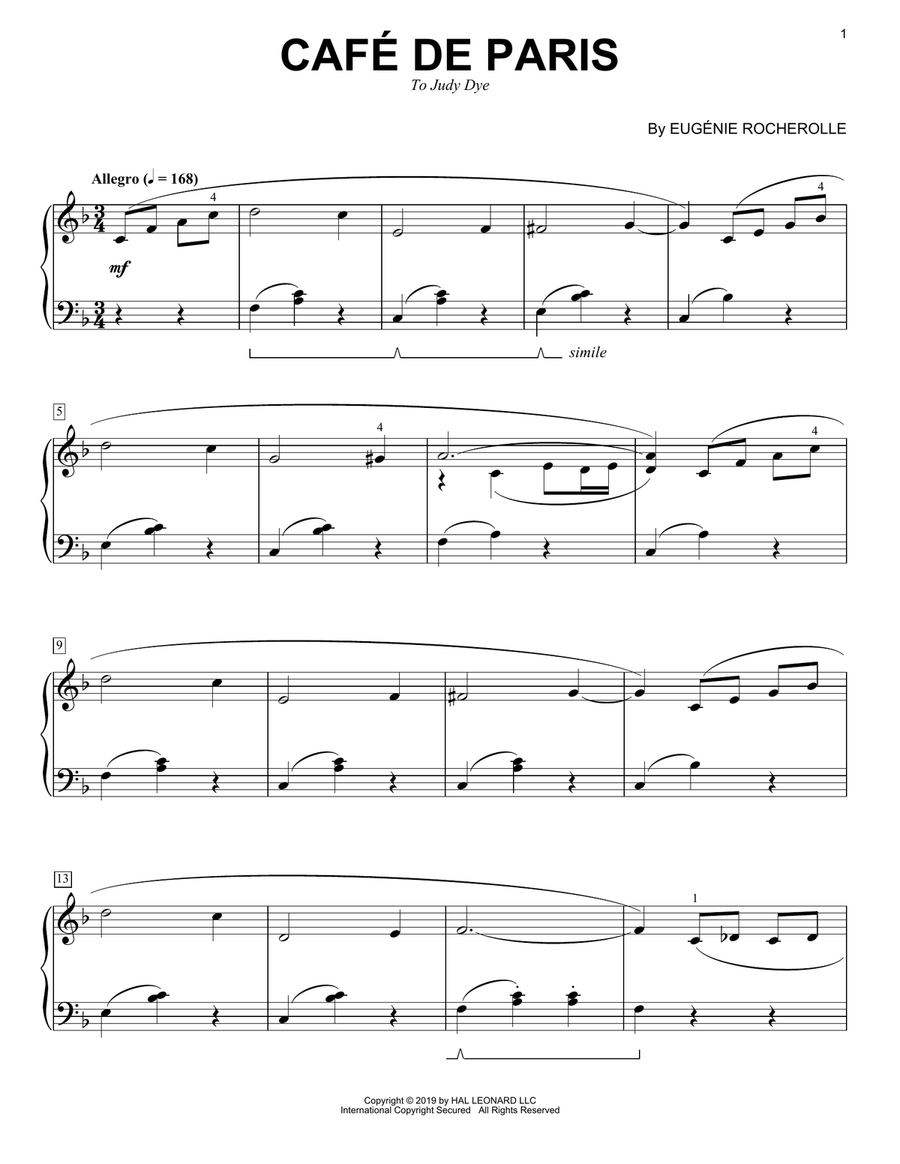 Cafe de Paris Piano Solo scores gallery preview page 1