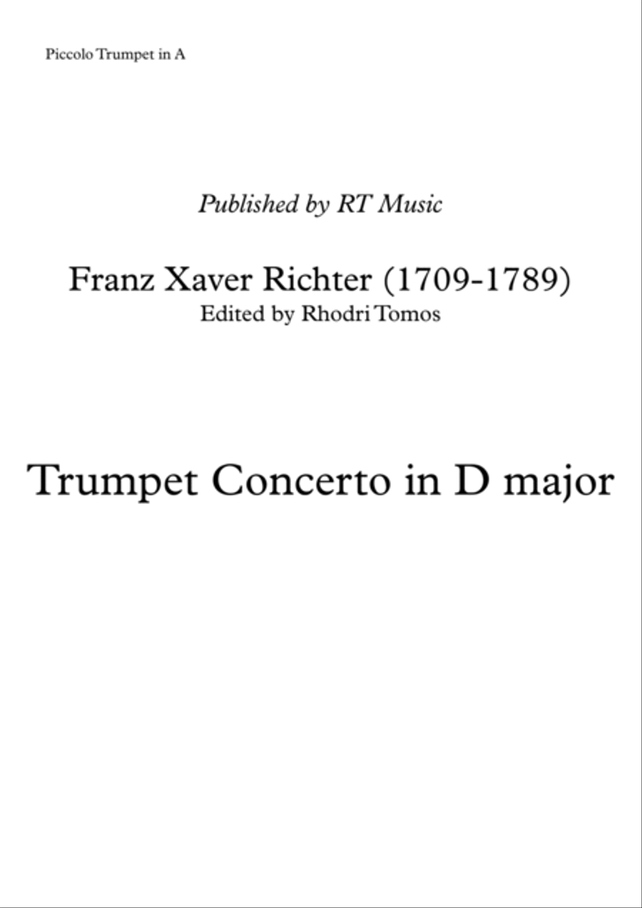 Richter Trumpet concerto - solo part piccolo trumpet in A A Trumpet scores gallery preview page 1