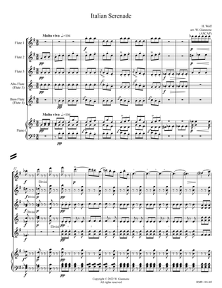 Wolf - Italian Serenade (for 4 flutes w/Alto Flute (alt. Flute 3) and piano reduction)