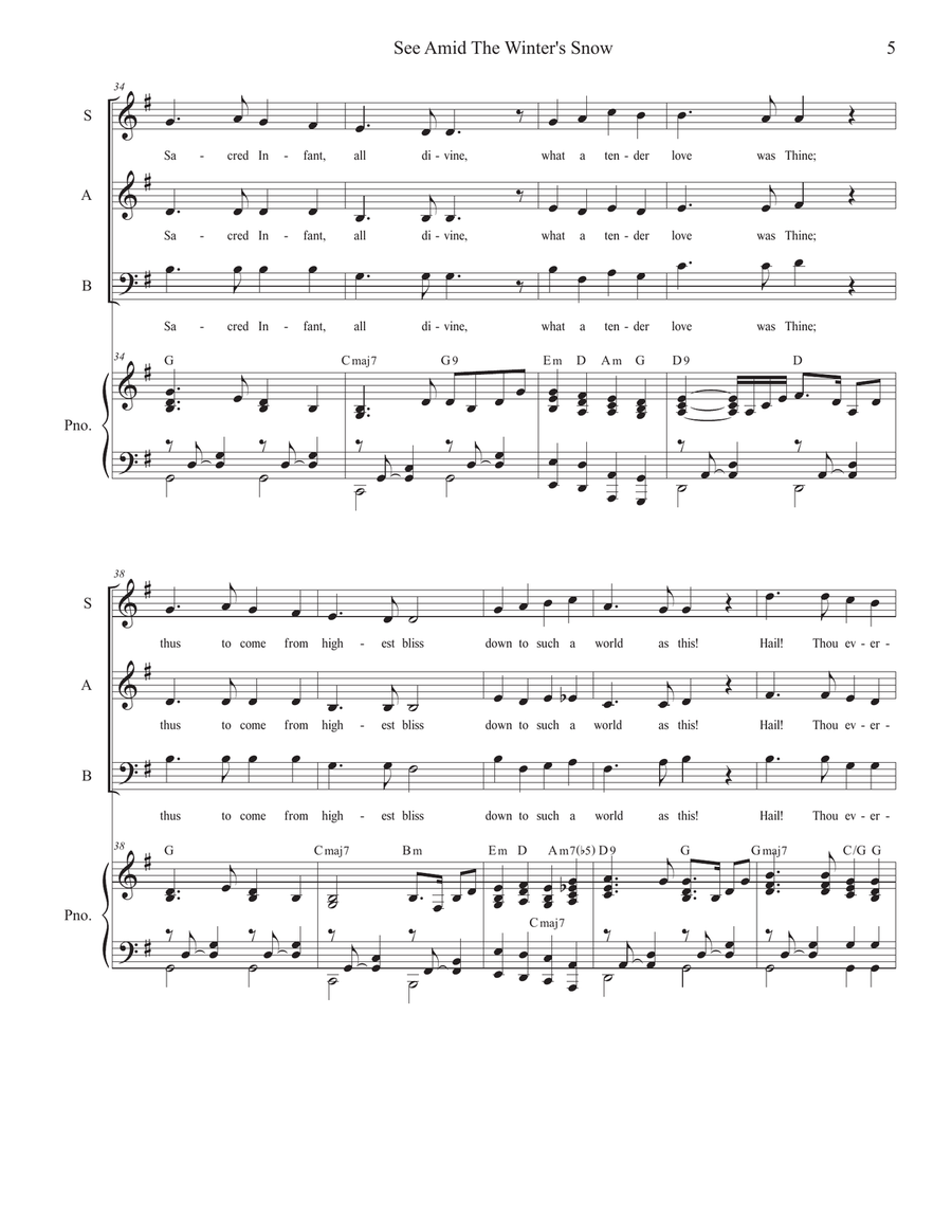 See Amid The Winter's Snow (Vocal Trio - (SAB) 3-Part scores gallery preview page 5