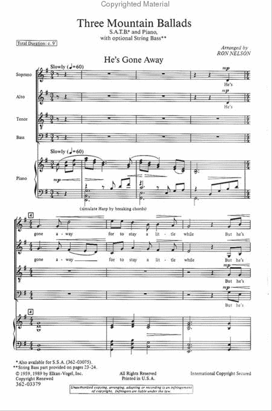 Three Mountain Ballads Three Mountain Ballads 4-Part scores gallery preview page 2