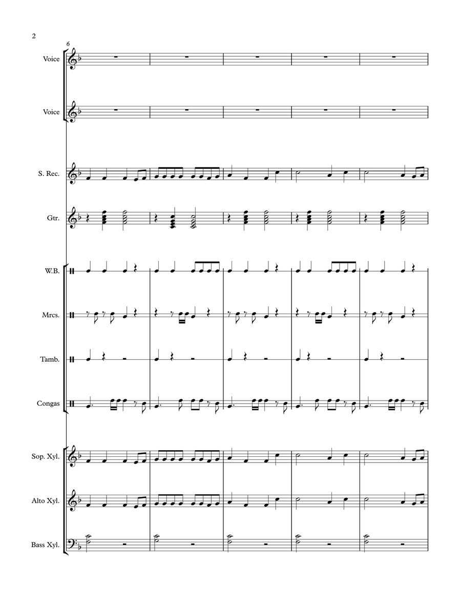 A Ram Sam Sam (African Folk Song) arranged for Orff Ensemble 3-Part scores gallery preview page 2