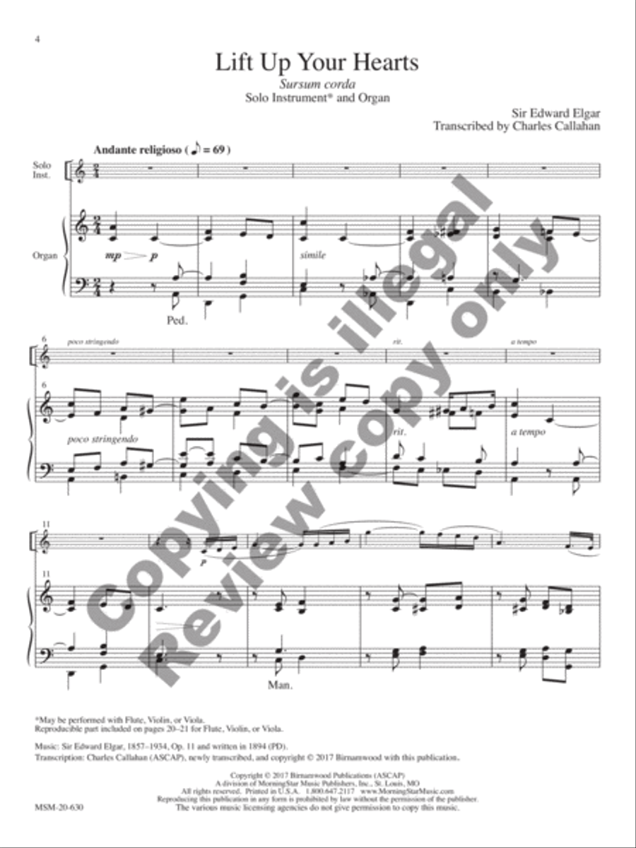 Lift Up Your Hearts: 5 Pieces for Solo Instrument and Organ