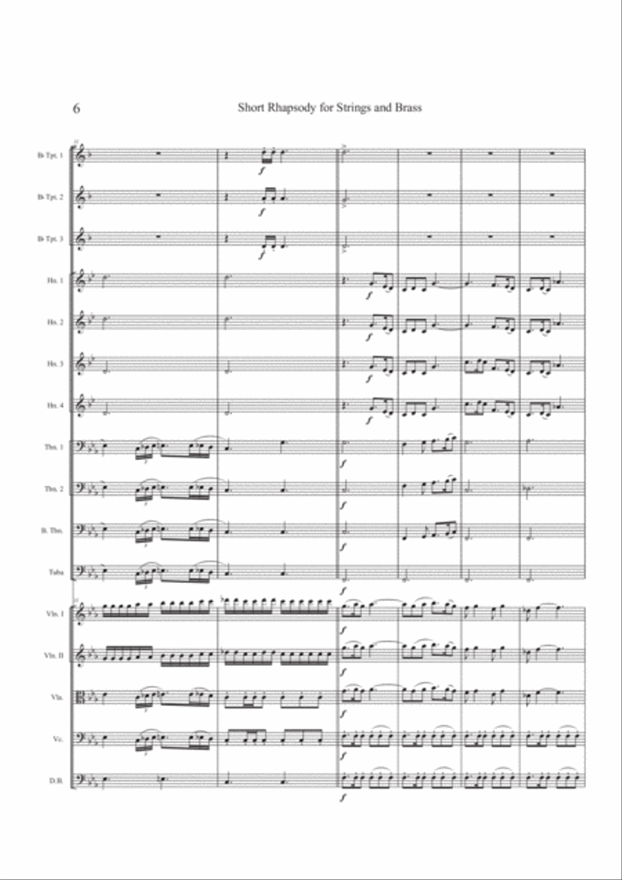 Short Rhapsody for Strings and Brass Chamber Orchestra scores gallery preview page 6