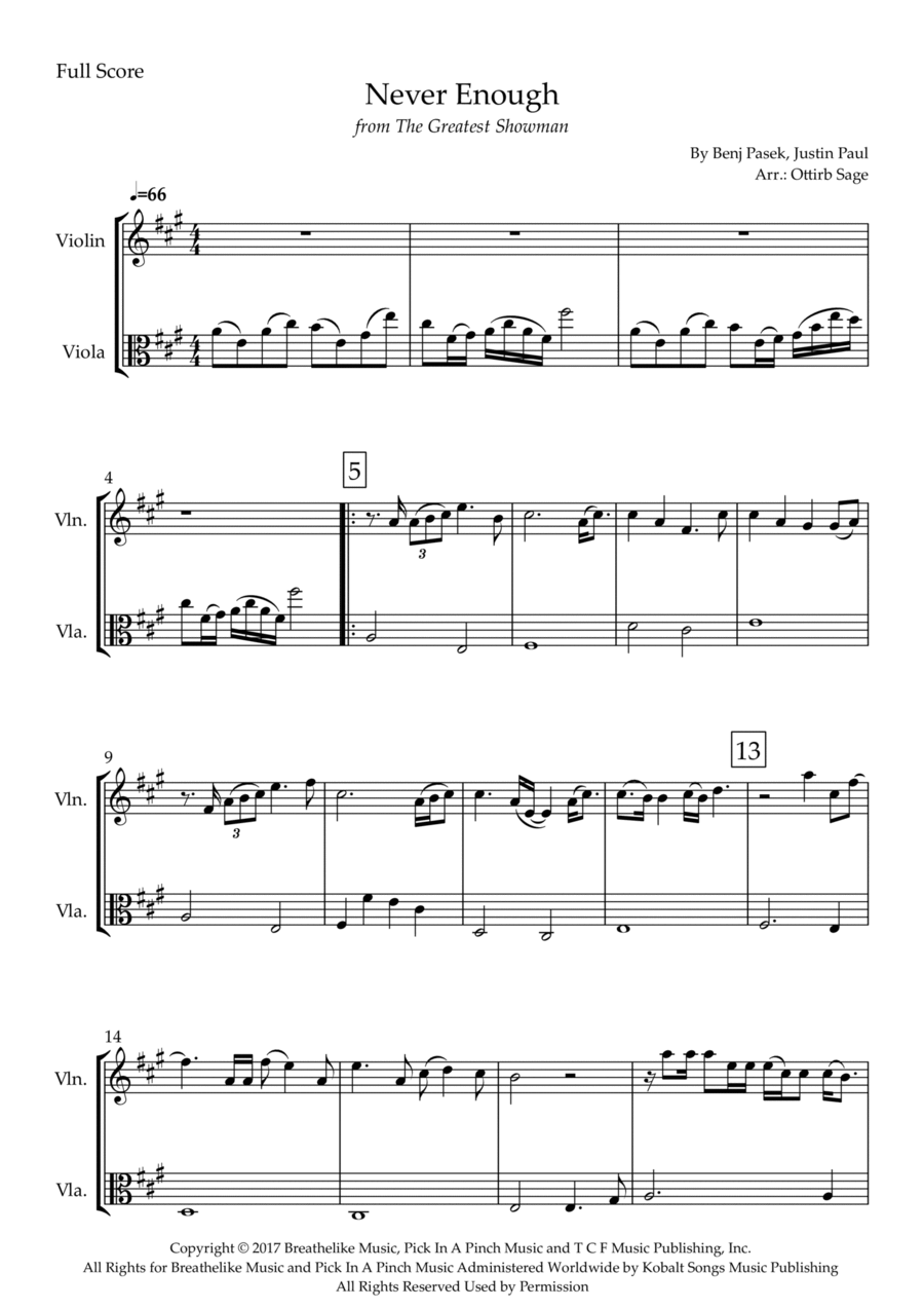 Never Enough String Duet scores gallery preview page 1