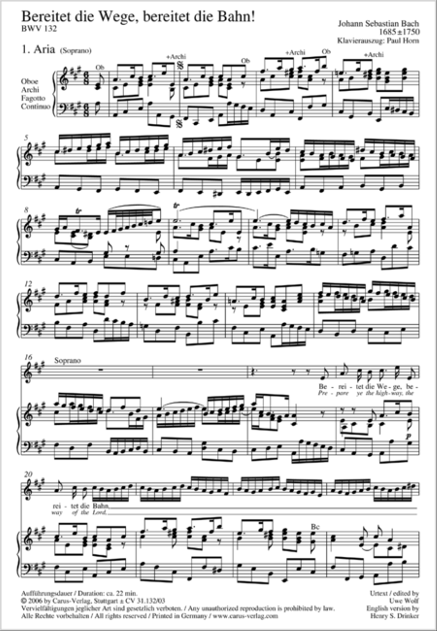 Prepare ye the highway of the Lord (Bereitet die Wege, bereitet die Bahn) 4-Part scores gallery preview page 22