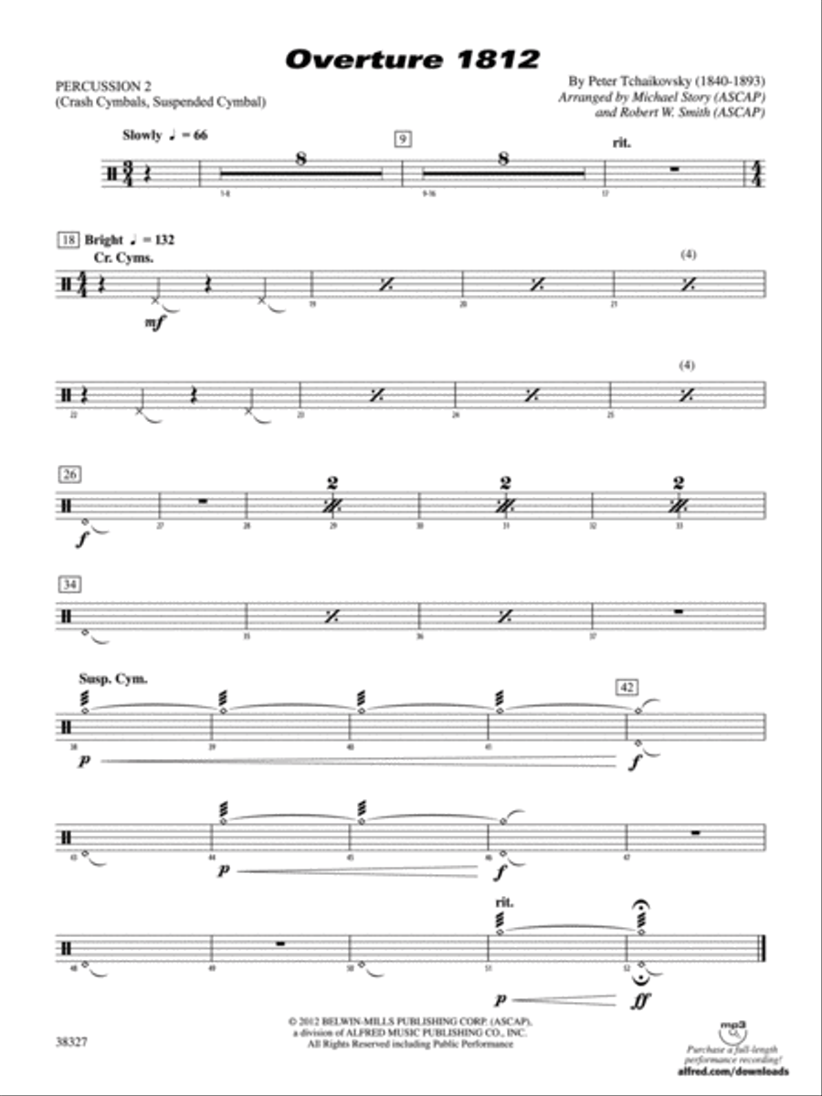 Overture 1812: 2nd Percussion Concert Band scores gallery preview page 1