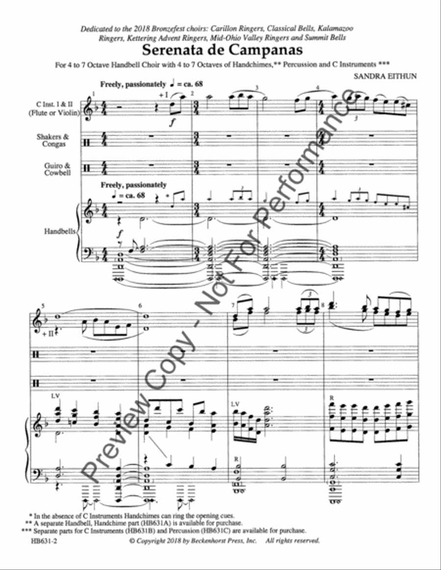 Serenata de Campanas - full score Handbell Choir scores gallery preview page 3