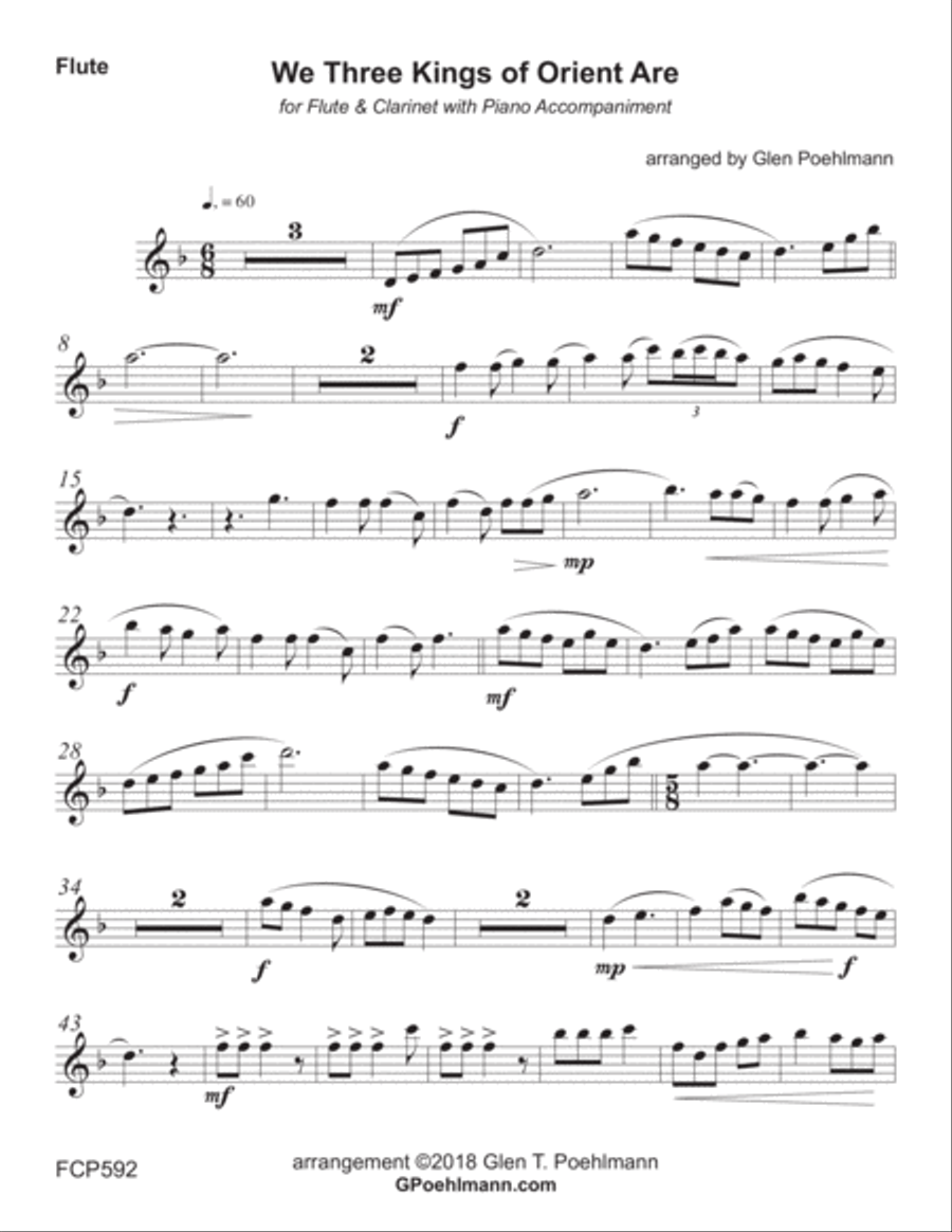 WE THREE KINGS - FLUTE and CLARINET DUET with Piano Accompaniment Woodwind Duet scores gallery preview page 5