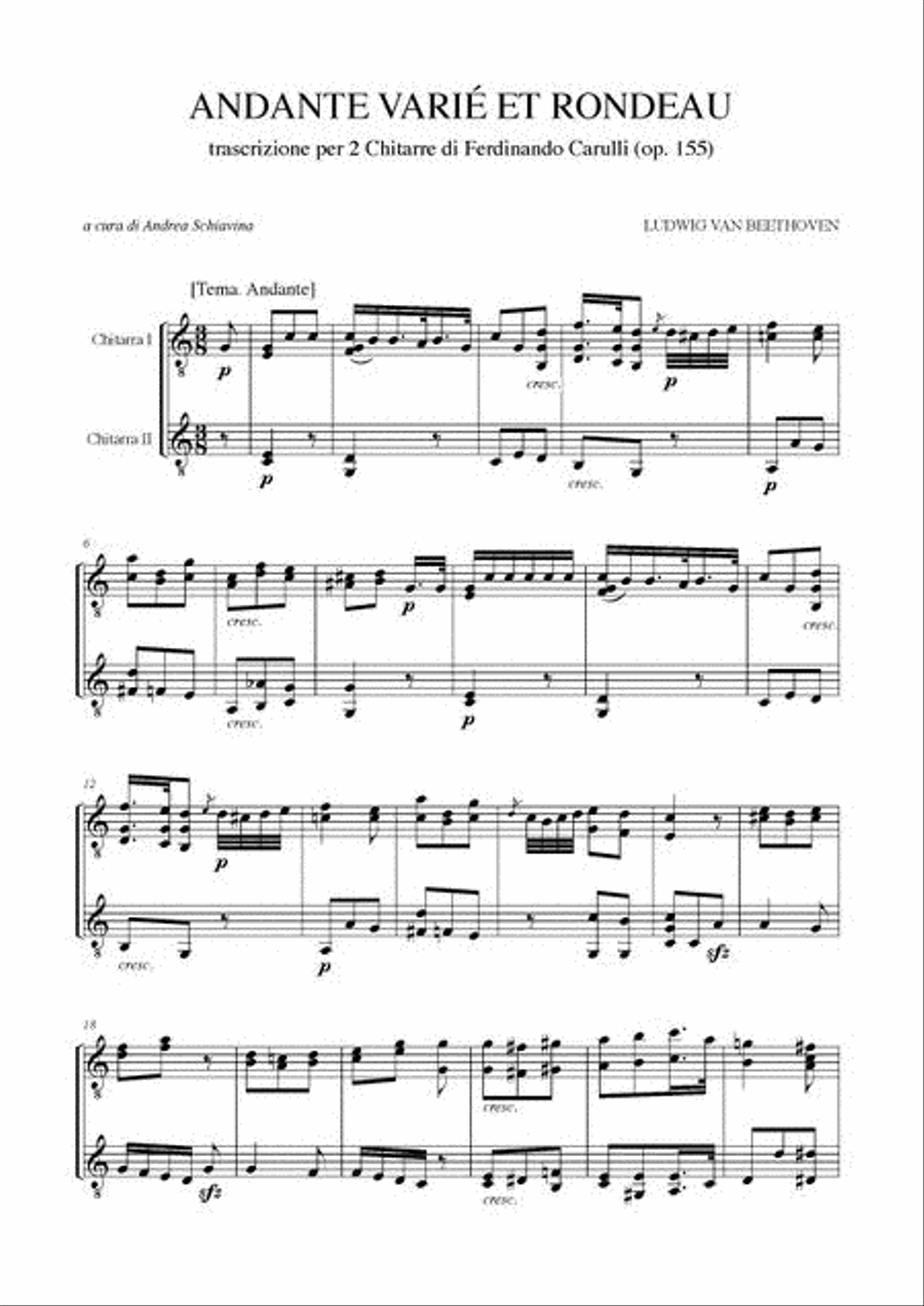 Andante Varié et Rondeau transcribed for 2 Guitars by Ferdinando Carulli (Op. 155) Acoustic Guitar scores gallery preview page 2