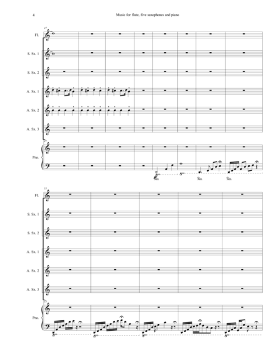 Music for flute, five saxophones and piano Small Ensemble scores gallery preview page 4