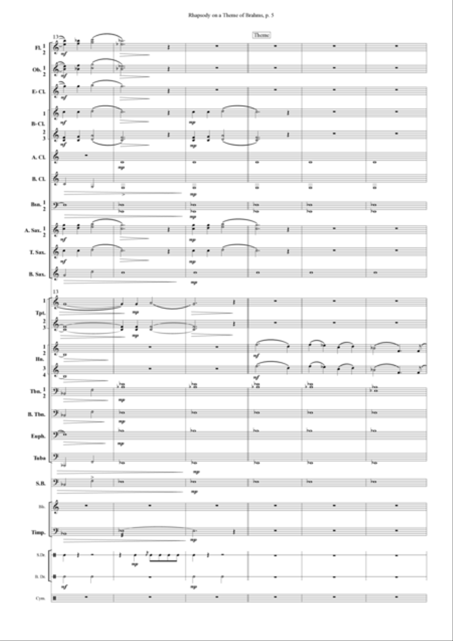 Rhapsody on a Theme of Brahms Concert Band scores gallery preview page 5